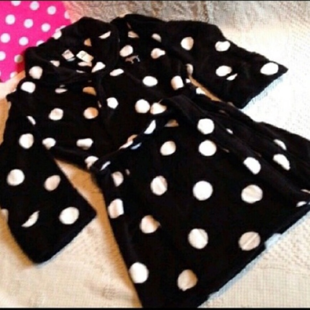 Victoria’s Secret PINK Black White Polka Dot Robe